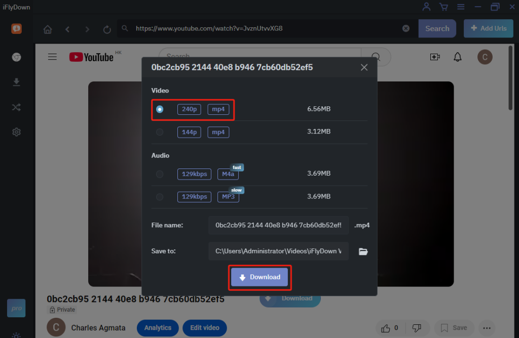 iFlyDown YouTube Private Video Downloader Way 1 Step 3