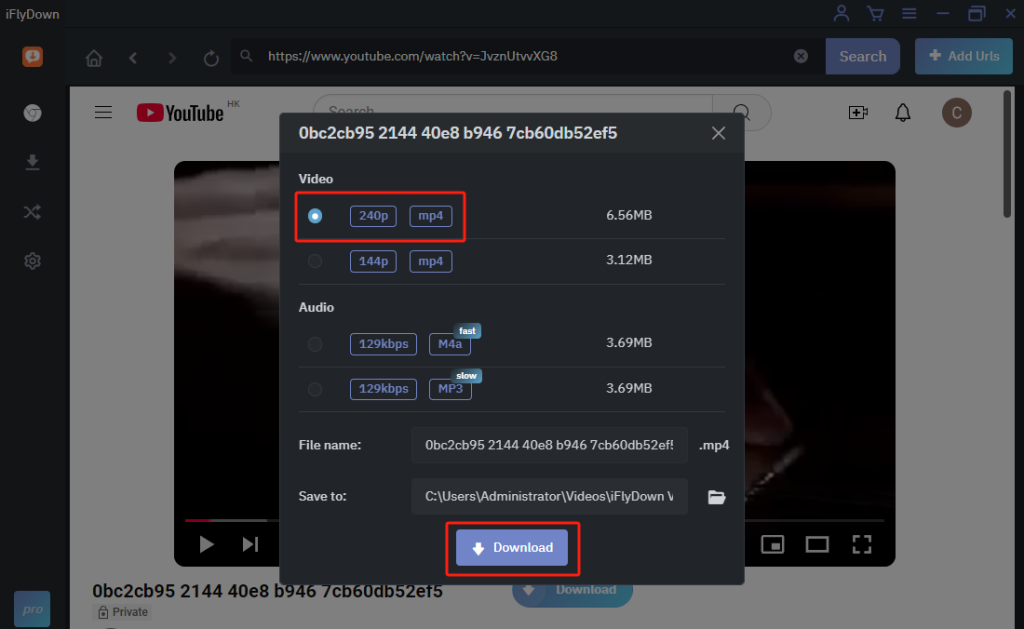 iFlyDown YouTube Private Video Downloader Way 3 Step 4